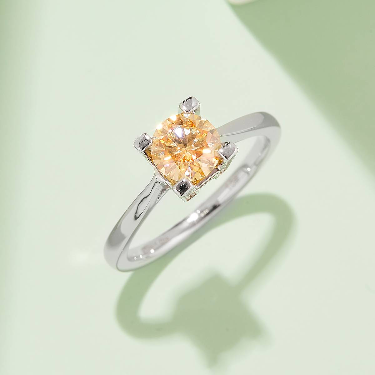 Straight arm V set HWLetter letter S925 silver plated platinum Moissanite women's ring 1 carat D-grade
